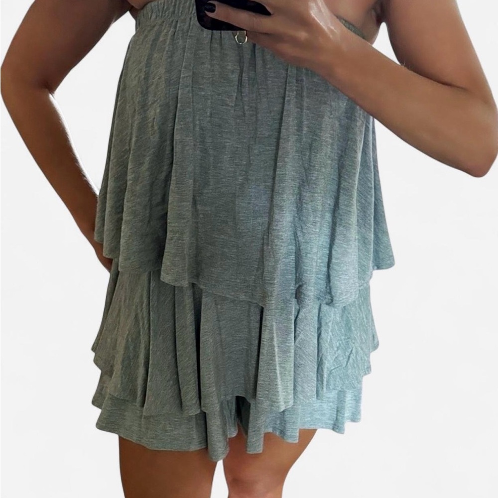 Judith March Gray Layered Strapless Romper